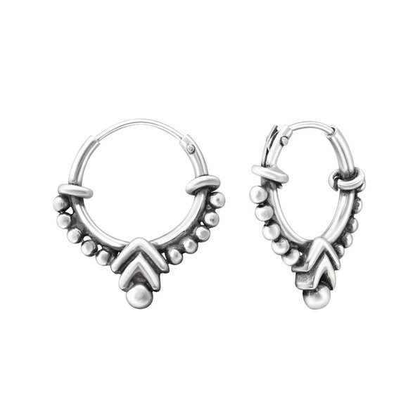 Sterling Silver Bali Hoop Earrings 12mm - Picture 1 of 1